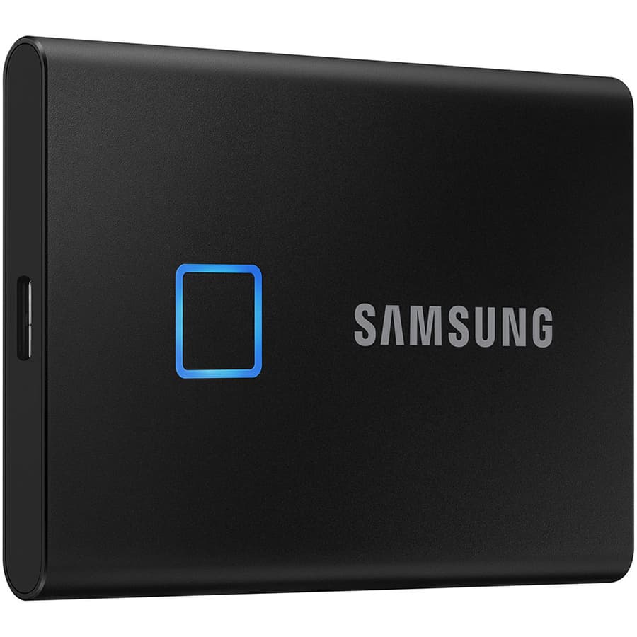 Samsung T7 Touch 2TB portable SSD in black with fingerprint security