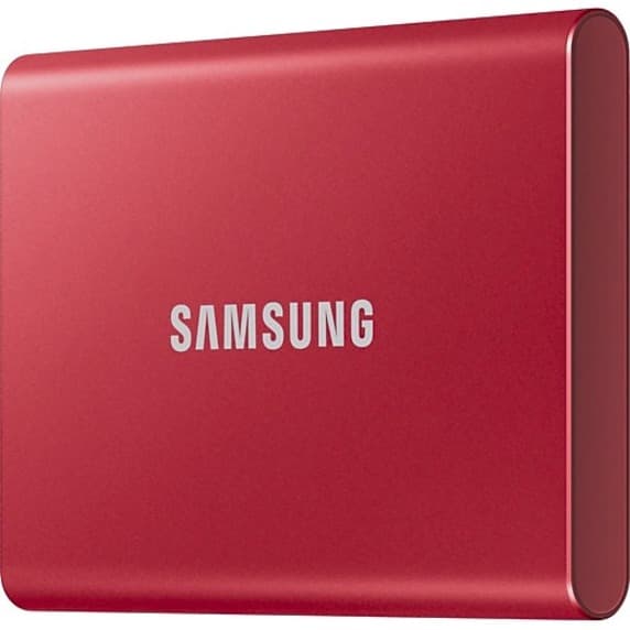 Samsung T7 Portable SSD 2TB red external drive with USB 3.2 connectivity