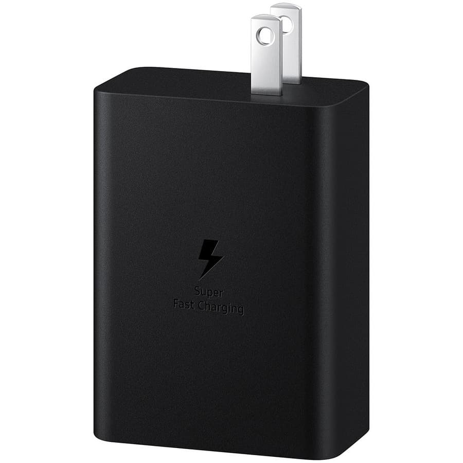 Samsung 65W Trio Adapter in black with USB-C charging support