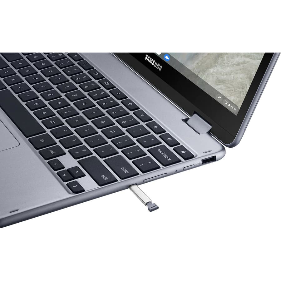 Samsung Chromebook Plus commercial 2-in-1 laptop in stealth finish with 360-degree hinge and LTE support
