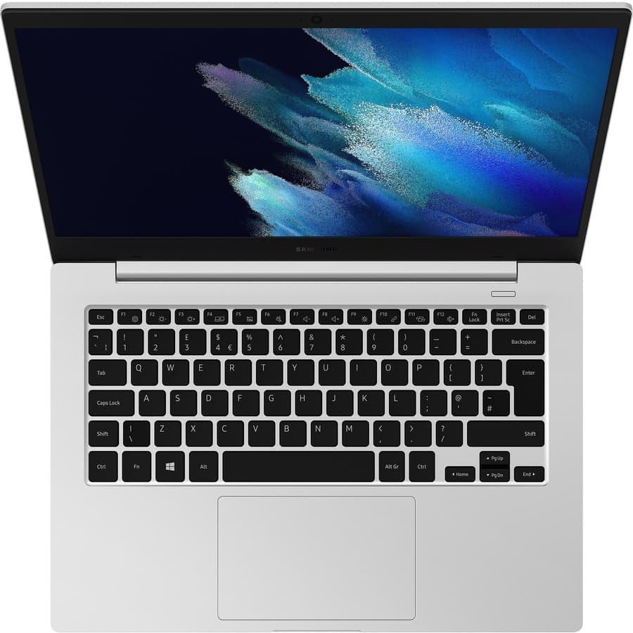 Samsung Galaxy Book Go 5G 14 inch commercial notebook in silver with 8 GB RAM and 256 GB storage