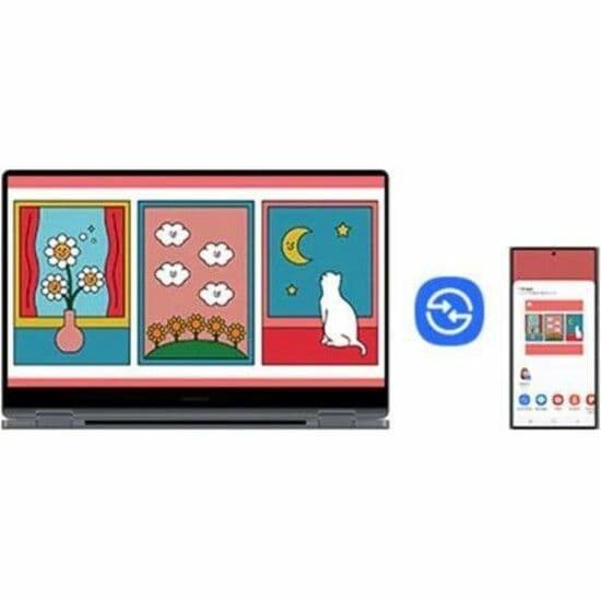 Samsung Galaxy Book4 360 15.6-inch 2-in-1 notebook in Moonstone Gray with touchscreen display