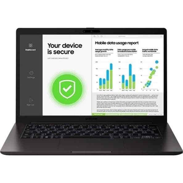 Samsung Galaxy Book2 Business notebook with 14 inch display, Core i5 processor, and Windows 11 Pro