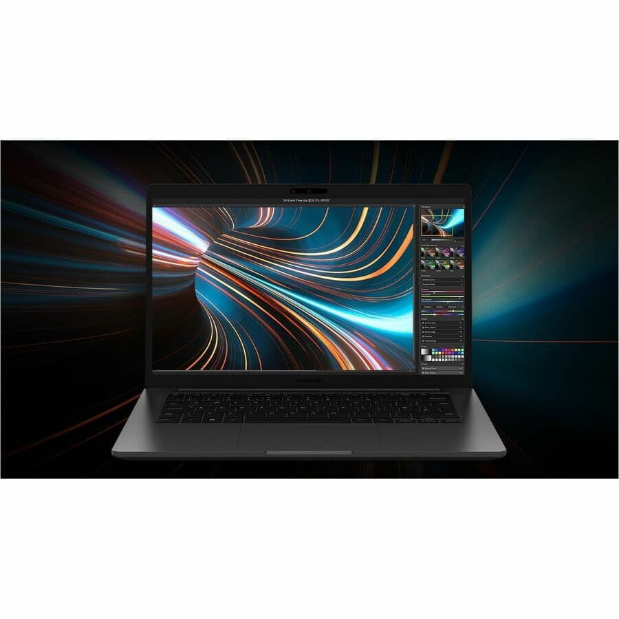 Samsung Galaxy Book2 Business 14 graphite laptop with Intel Core i7-1260P, 16 GB memory, and 512 GB storage