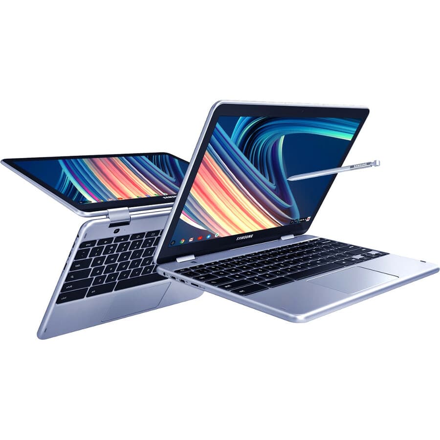 Samsung Chromebook Plus commercial 2-in-1 laptop in stealth finish with 360-degree hinge and LTE support