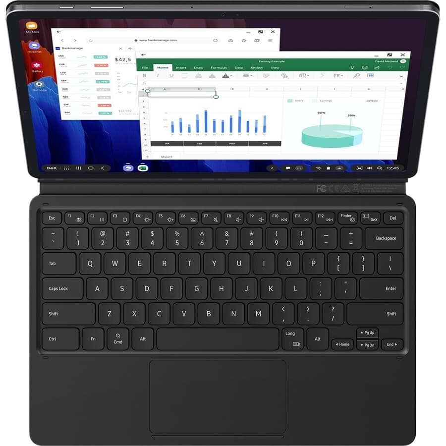 Samsung Galaxy Tab S7 business tablet in black with 128 GB storage and Wi-Fi connectivity