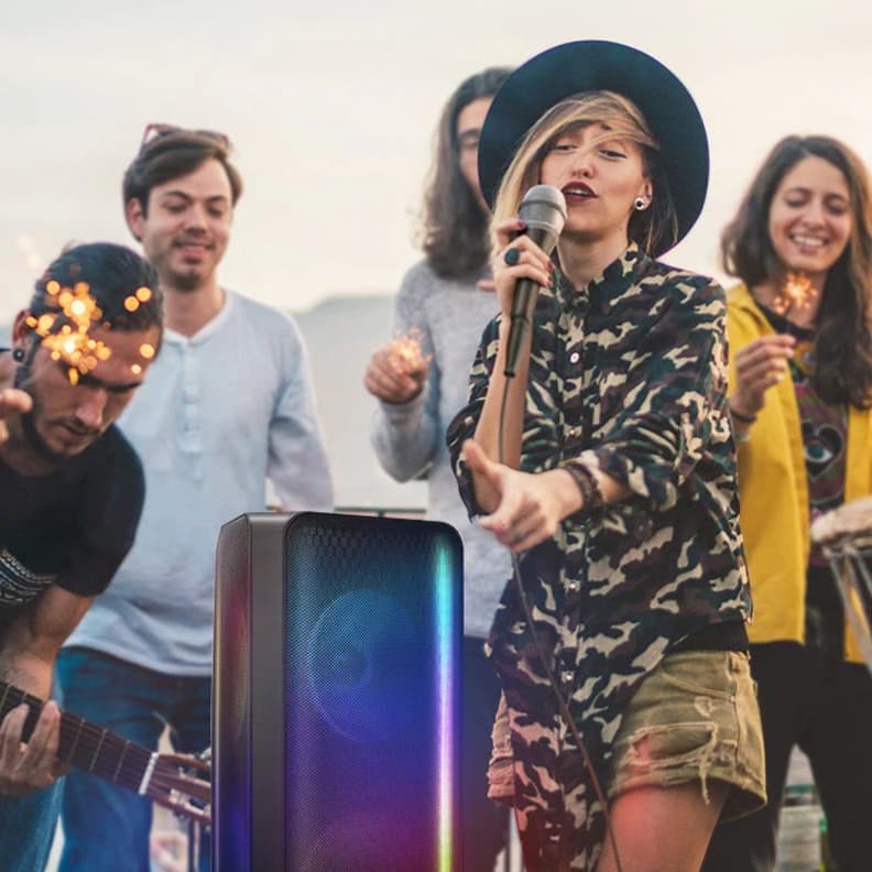 Samsung Sound Tower High Power 240W portable speaker with battery and IPX5 water resistance