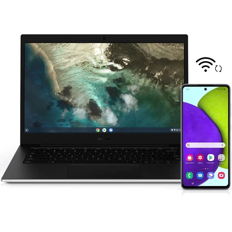 Samsung Galaxy Chromebook Go silver commercial notebook with 11.6-inch display