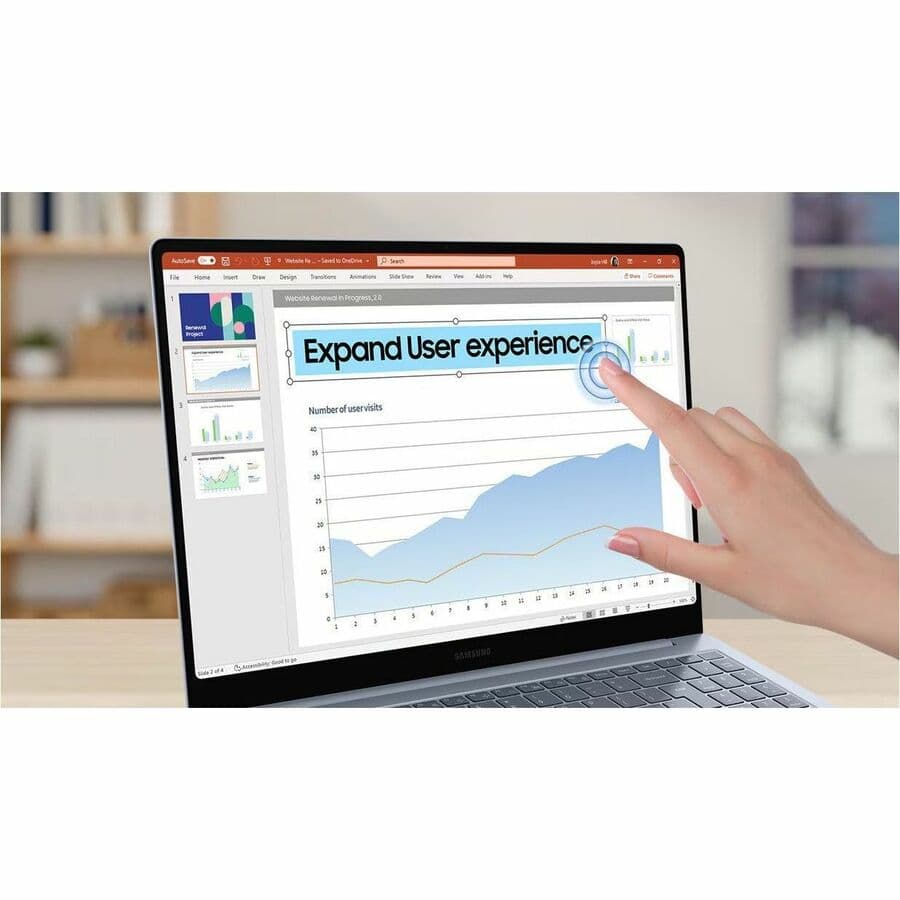 Samsung Galaxy Book4 Edge 16 business laptop in Sapphire Blue with 16-inch display