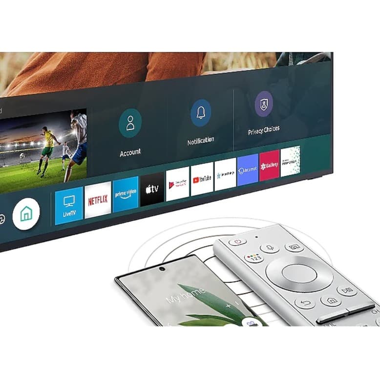 Samsung 65-inch Terrace QLED outdoor TV mounted on a patio wall