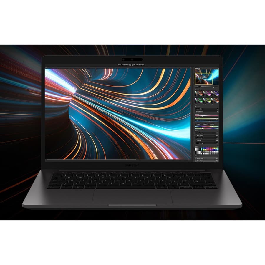 Samsung Galaxy Book2 Business 14-inch graphite laptop with Intel Core i7-1270P, 16 GB RAM, and 512 GB SSD