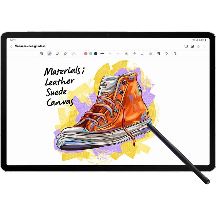 Samsung Galaxy Tab S8+ tablet with 12.4-inch Super AMOLED display, 128GB storage, and 8GB memory
