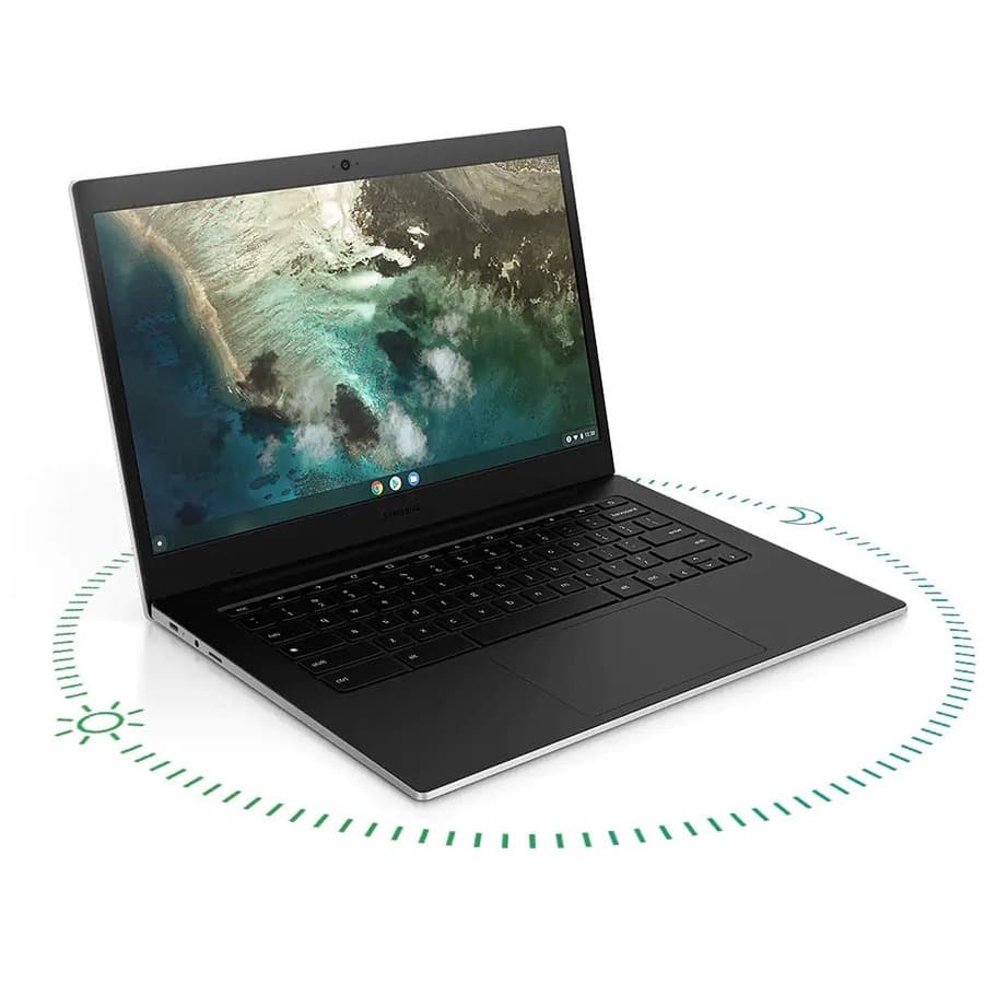 Samsung Galaxy Chromebook Go silver commercial notebook with 11.6-inch display