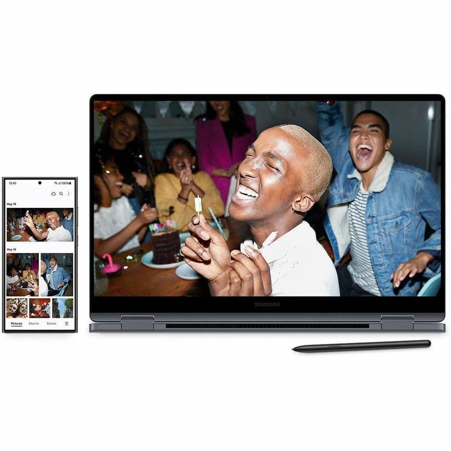 Samsung Galaxy Book4 360 15.6-inch 2-in-1 notebook in Moonstone Gray with touchscreen display