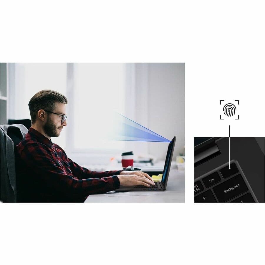 Samsung Galaxy Book2 Business 14 graphite laptop with Intel Core i7-1260P, 16 GB memory, and 512 GB storage