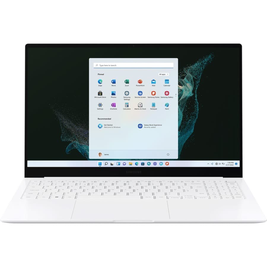Samsung Galaxy Book2 Pro 15.6-inch laptop with Intel Core i7-1260P, Iris Xe graphics, and Windows 11 Pro
