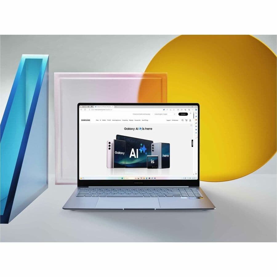 Samsung Galaxy Book4 Edge 14-inch laptop in Sapphire Blue with slim portable design