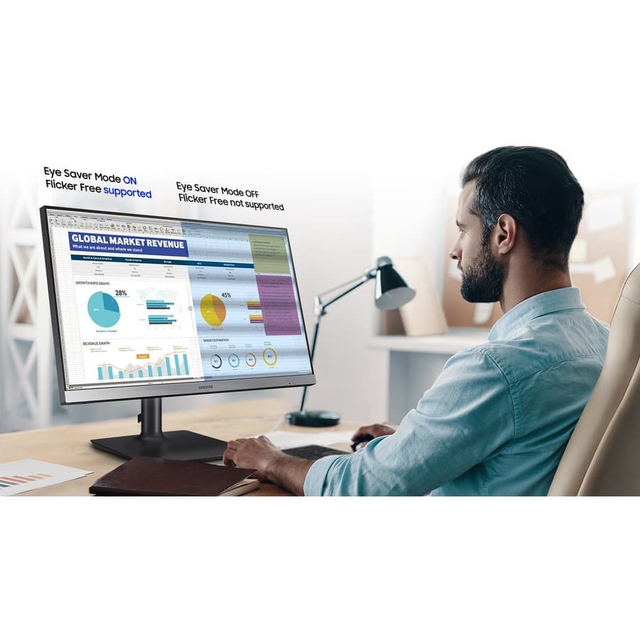 Samsung 24-inch IPS Full HD monitor with adjustable stand, HDMI, DisplayPort, DVI, and USB hub