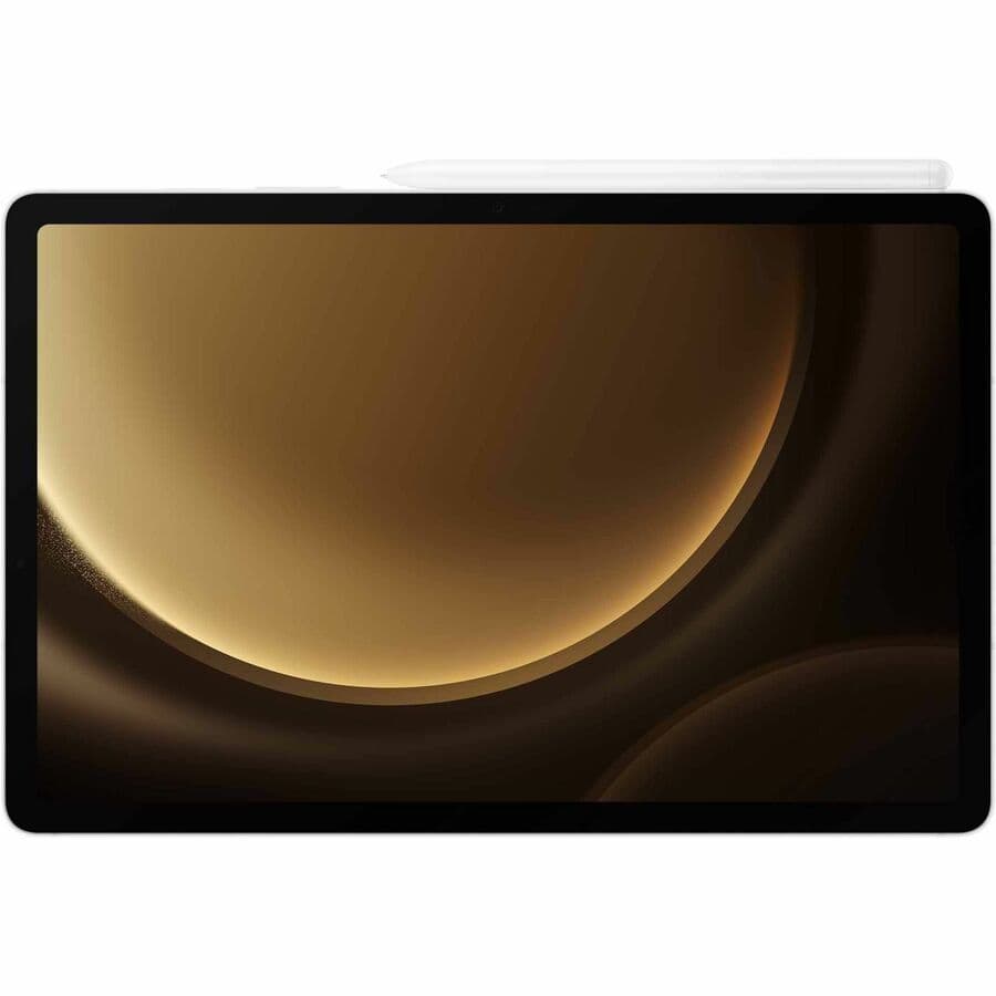 Samsung Galaxy Tab S9 FE silver tablet with 10.9-inch display, 256GB storage, and Wi‑Fi