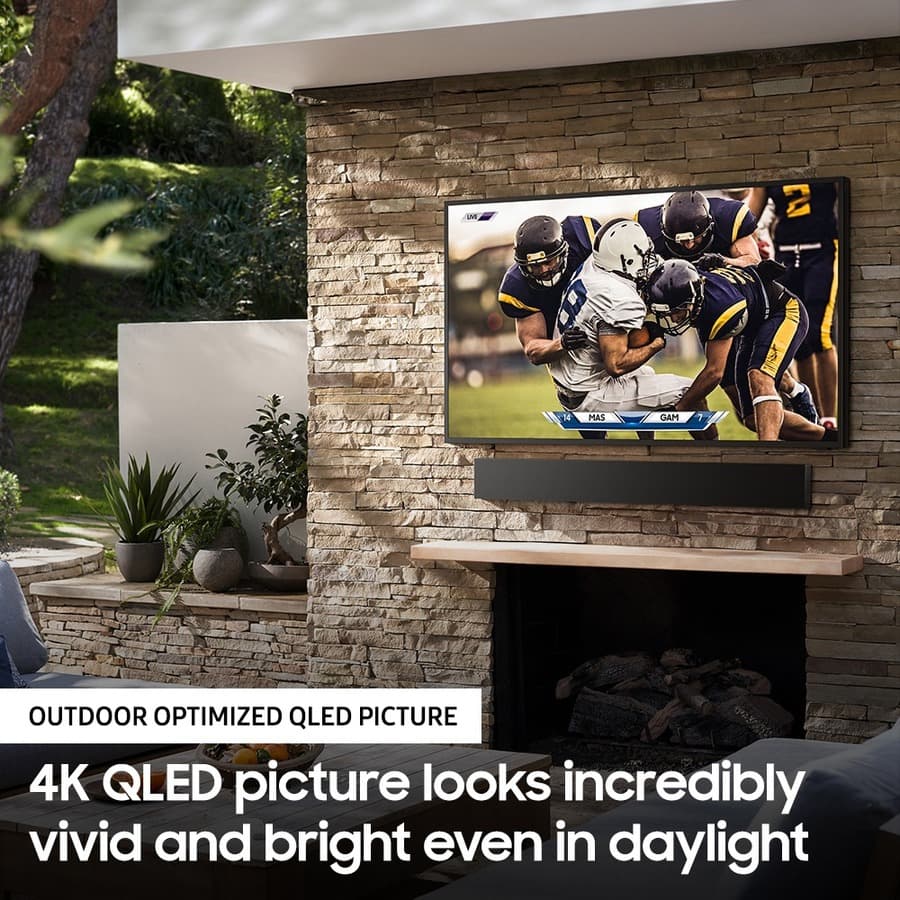 Samsung Terrace 75-inch QLED outdoor TV with 4K resolution and 2,000 nits brightness