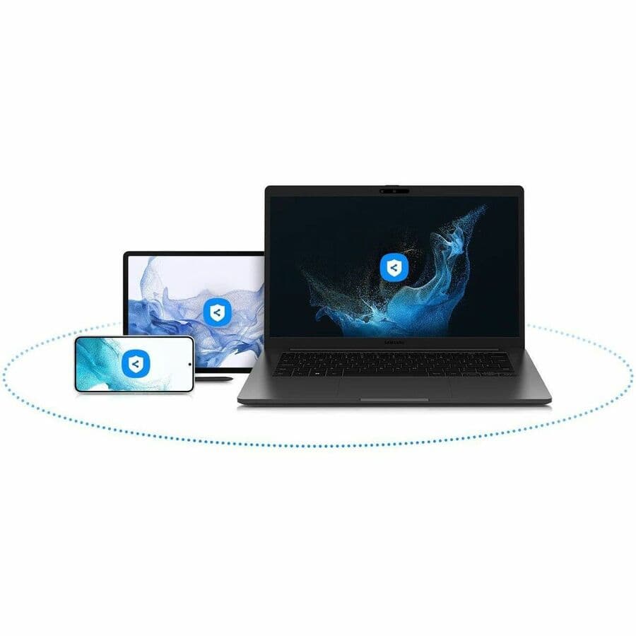 Samsung Galaxy Book2 Business 14 graphite laptop with Intel Core i7-1260P, 16 GB memory, and 512 GB storage