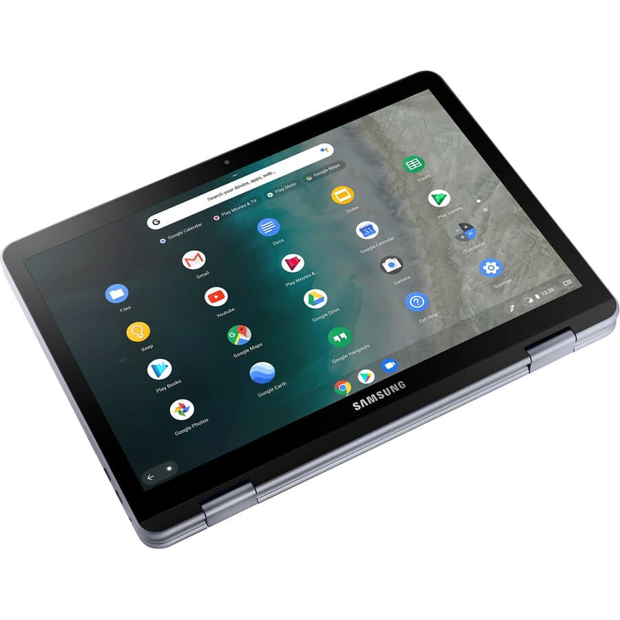 Samsung Chromebook Plus commercial 2-in-1 laptop in stealth finish with 360-degree hinge and LTE support