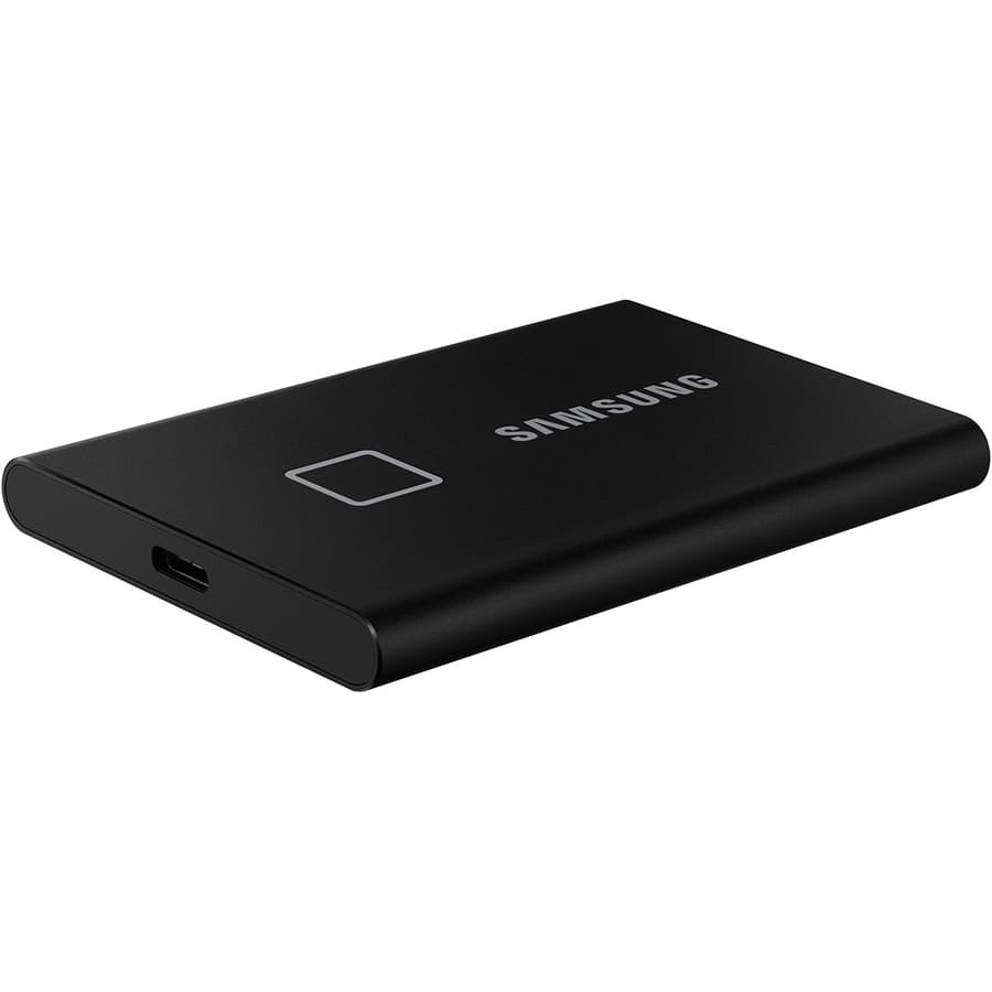 Samsung T7 Touch 2TB portable SSD in black with fingerprint security