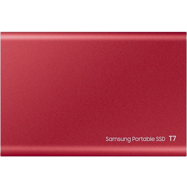 Samsung T7 Portable SSD 2TB red external drive with USB 3.2 connectivity