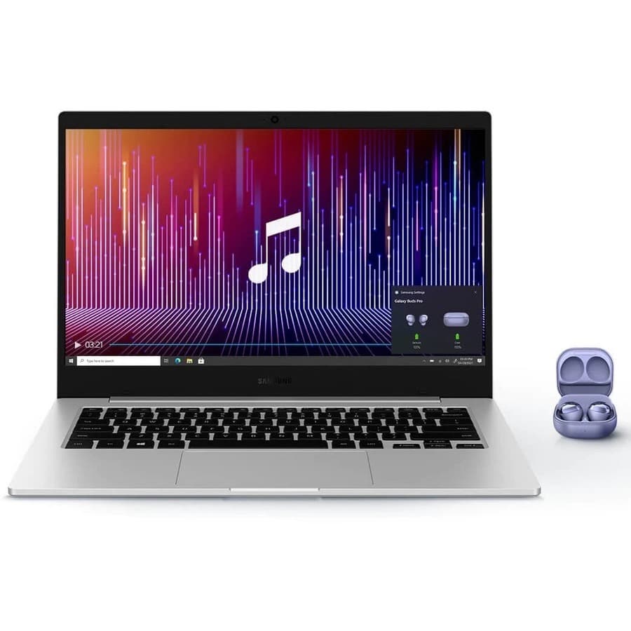 Samsung Galaxy Book Go 5G 14 inch commercial notebook in silver with 8 GB RAM and 256 GB storage