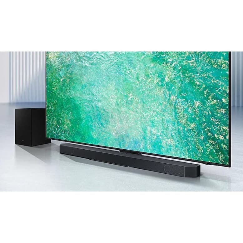 Samsung Q-Series Dolby Atmos soundbar for home theater audio with HDMI connectivity