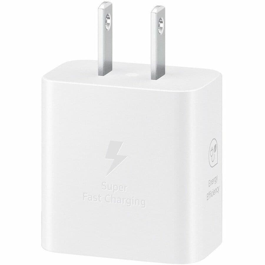 Samsung 25W travel adapter with cable in white for compact USB-C charging