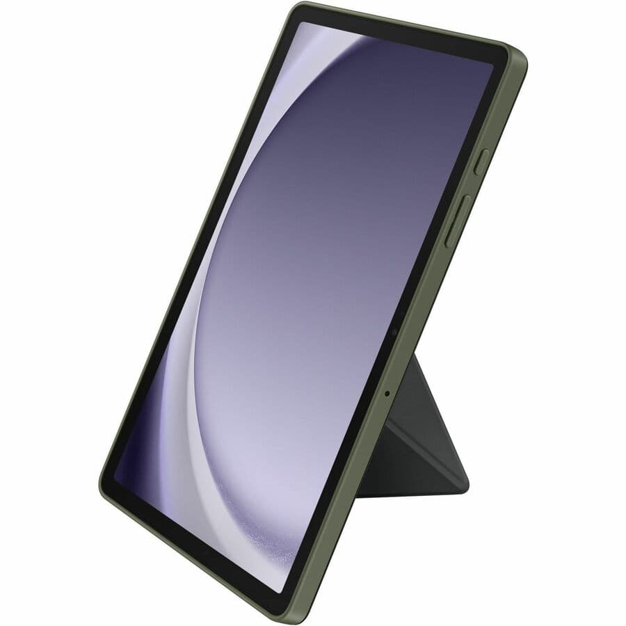 Samsung Tab A9+ Smart Book Cover in black shown in folded stand position
