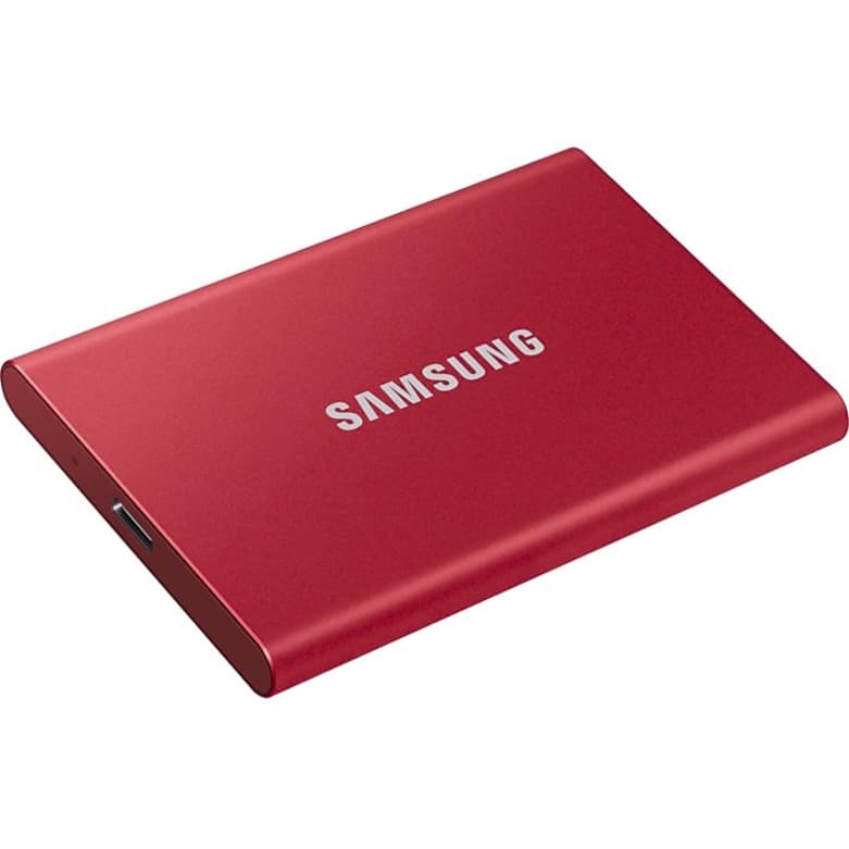 Samsung T7 Portable SSD 2TB red external drive with USB 3.2 connectivity