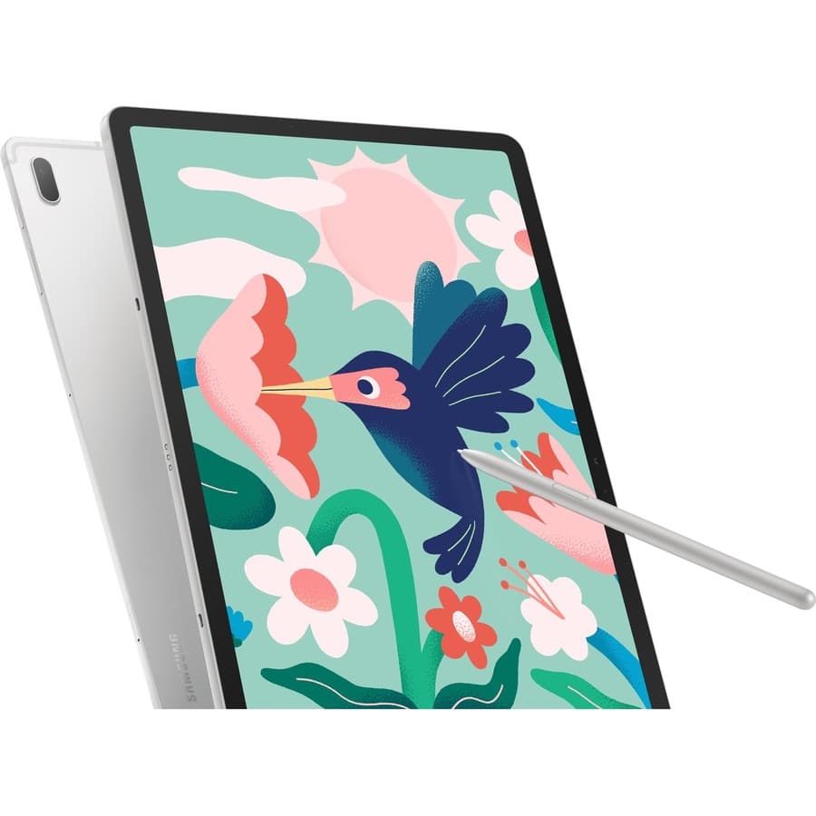 Samsung Galaxy Tab S7 FE commercial tablet in silver with 12.4-inch display