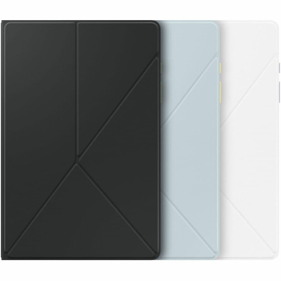 Samsung Tab A9+ Smart Book Cover in black shown in folded stand position