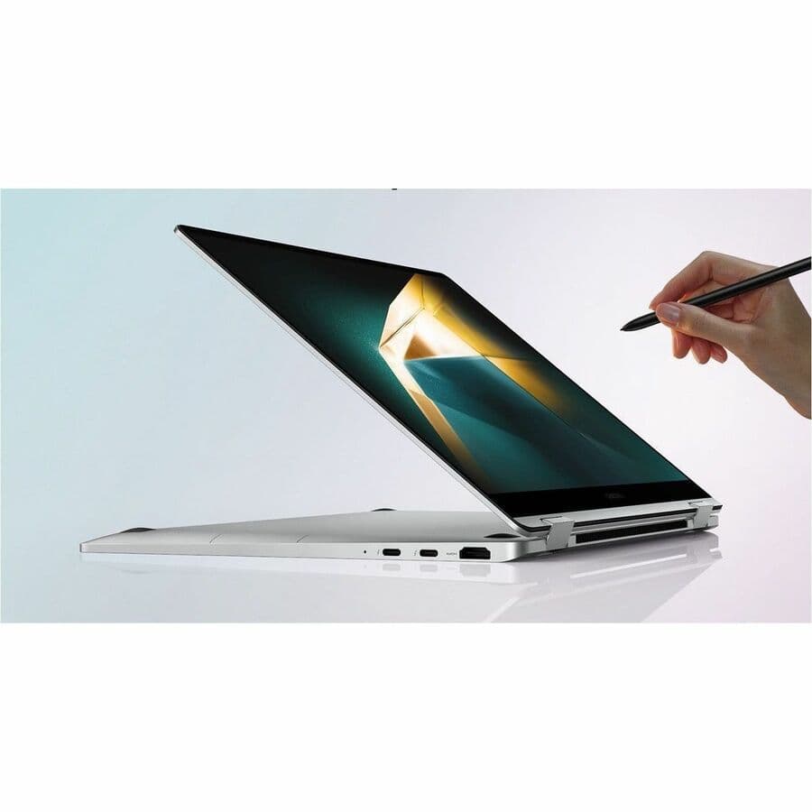 Samsung Galaxy Book4 360 2-in-1 laptop with touchscreen and silver finish