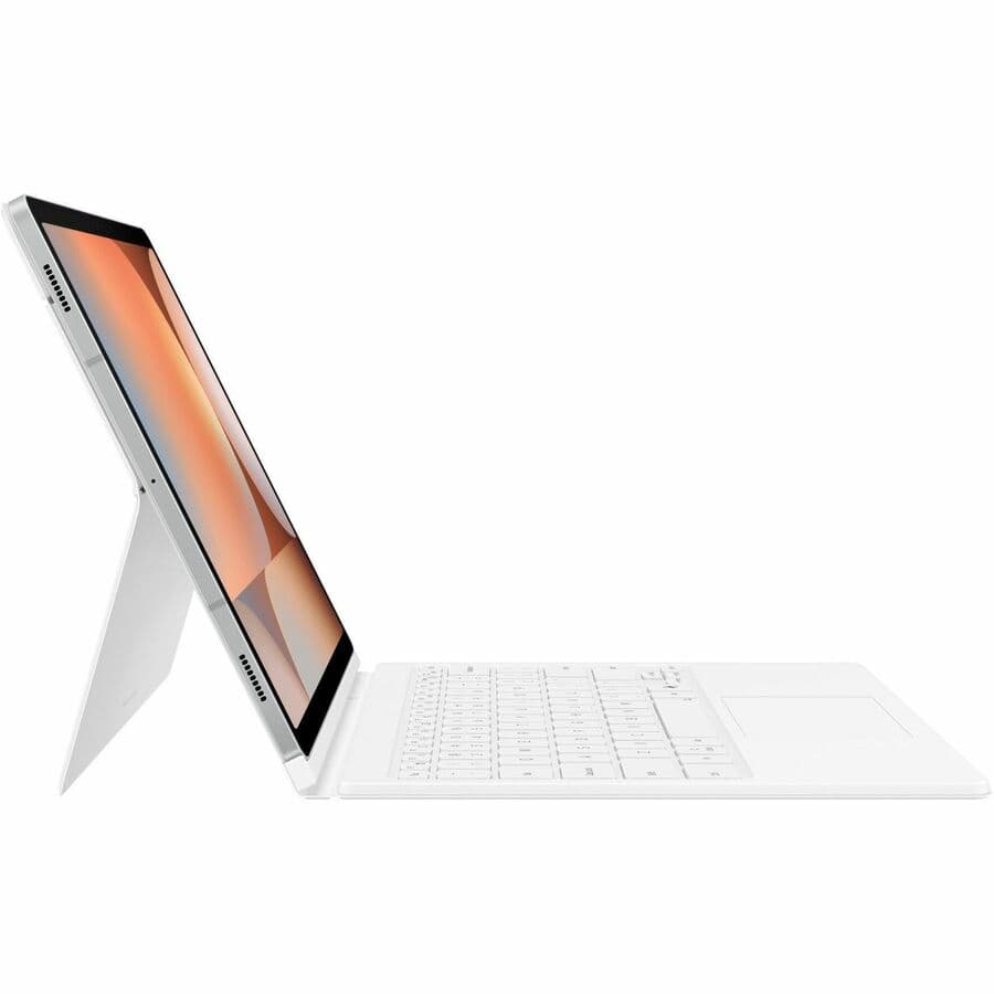 White Samsung Book Cover Keyboard for Galaxy Tab S10+ with integrated keyboard and AI Hot Key