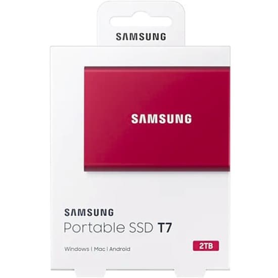 Samsung T7 Portable SSD 2TB red external drive with USB 3.2 connectivity