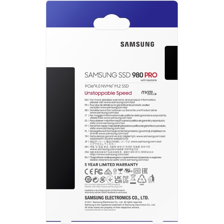 Samsung 980 PRO 1TB MZ-V8P1T0CW M.2 PCIe NVMe SSD with heatsink