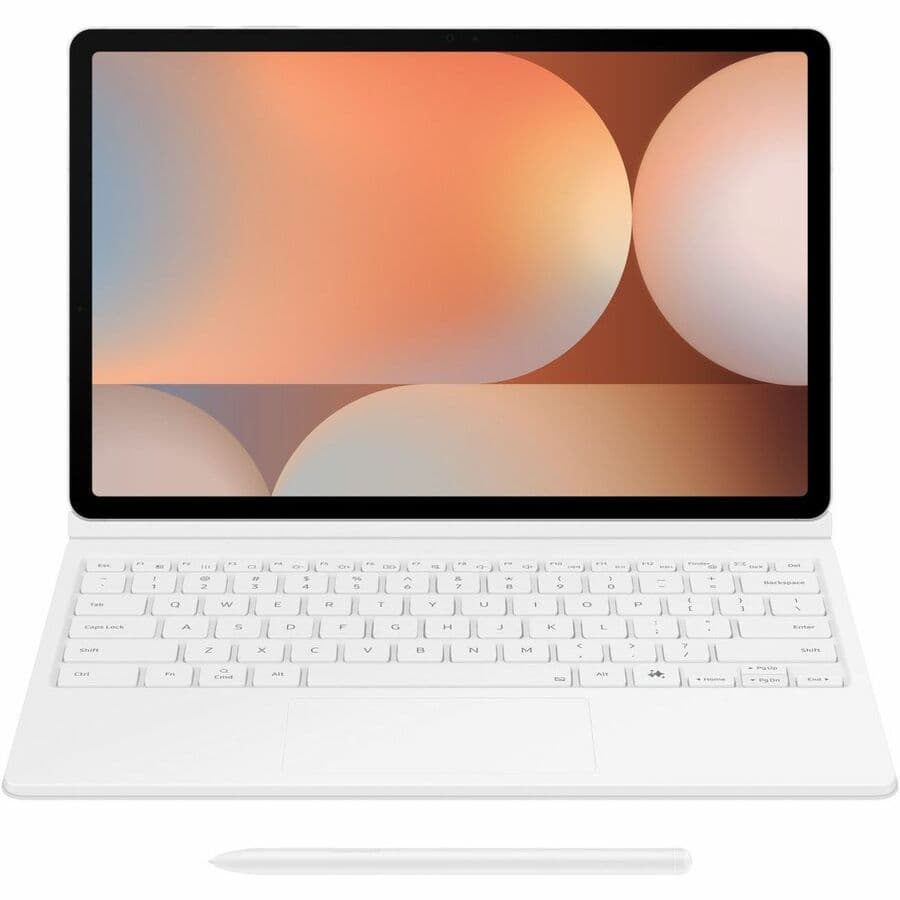 White Samsung Book Cover Keyboard for Galaxy Tab S10+ with integrated keyboard and AI Hot Key