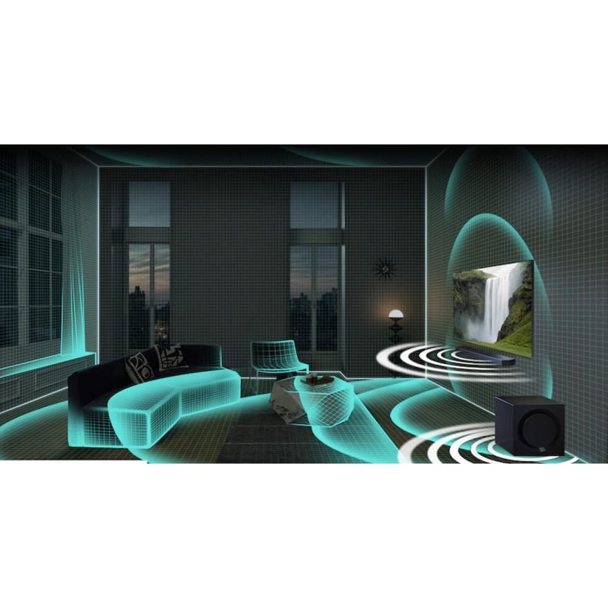 Samsung Q-Series Dolby Atmos soundbar for home theater audio with HDMI connectivity