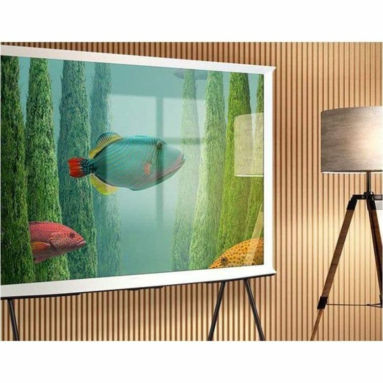 Samsung 43-inch The Serif QLED 4K Smart TV with easel stand in white