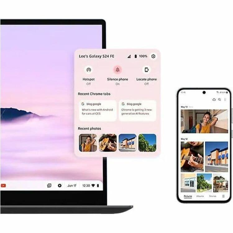 Samsung Galaxy Chromebook+ in Neptune Blue with 8 GB RAM and 256 GB storage