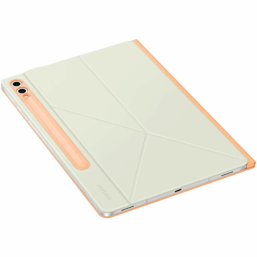 Samsung Galaxy Tab S10+ Smart Book Cover in orange, slim folio tablet case with magnetic attachment