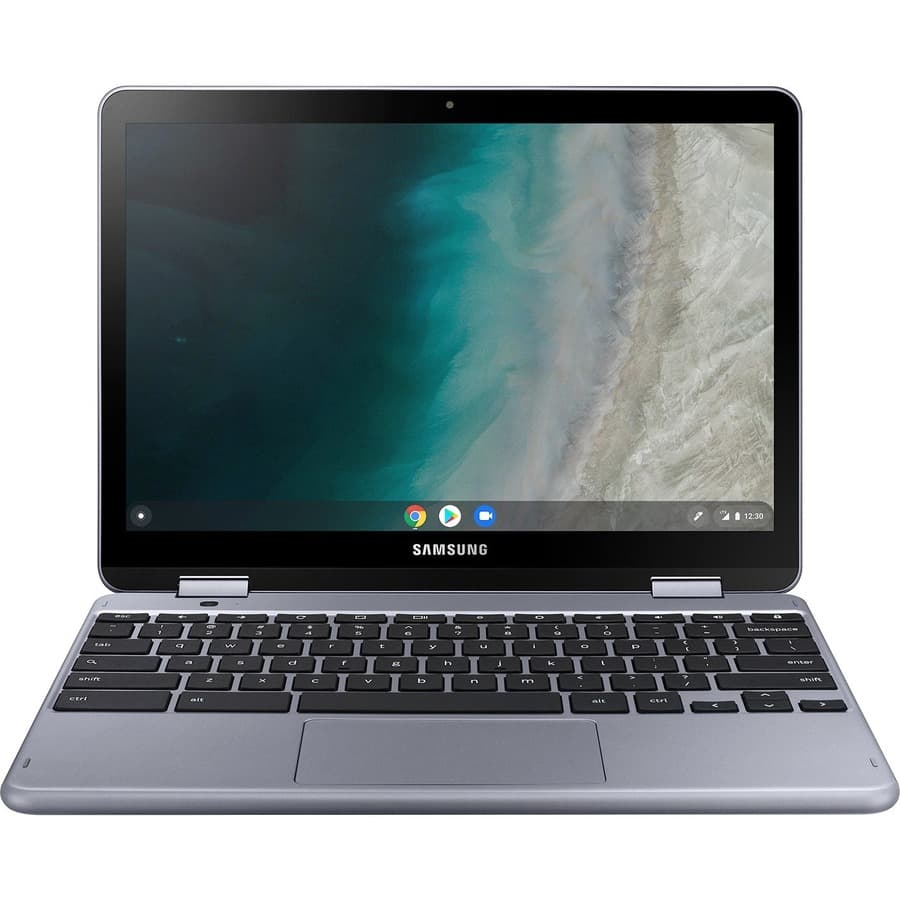Samsung Chromebook Plus commercial 2-in-1 laptop in stealth finish with 360-degree hinge and LTE support