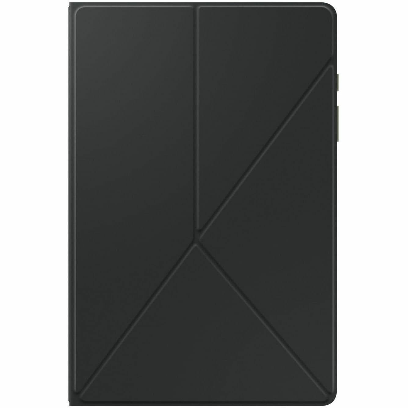 Samsung Tab A9+ Smart Book Cover in black shown in folded stand position