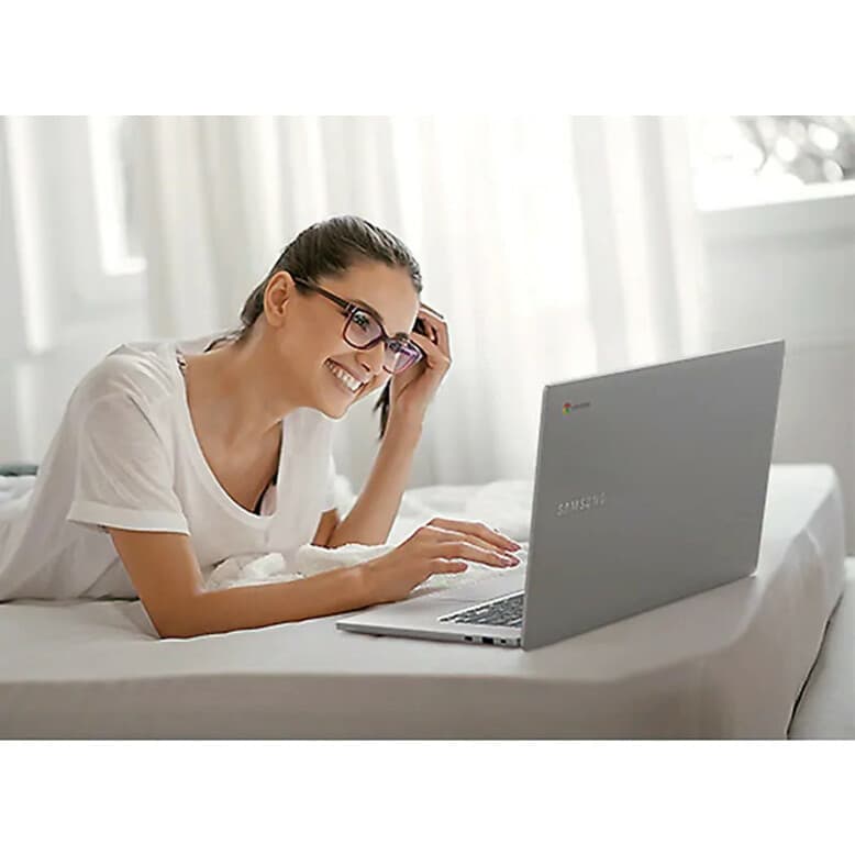 Samsung Chromebook 4 Plus laptop with Intel Celeron N4000, ChromeOS, and compact portable design