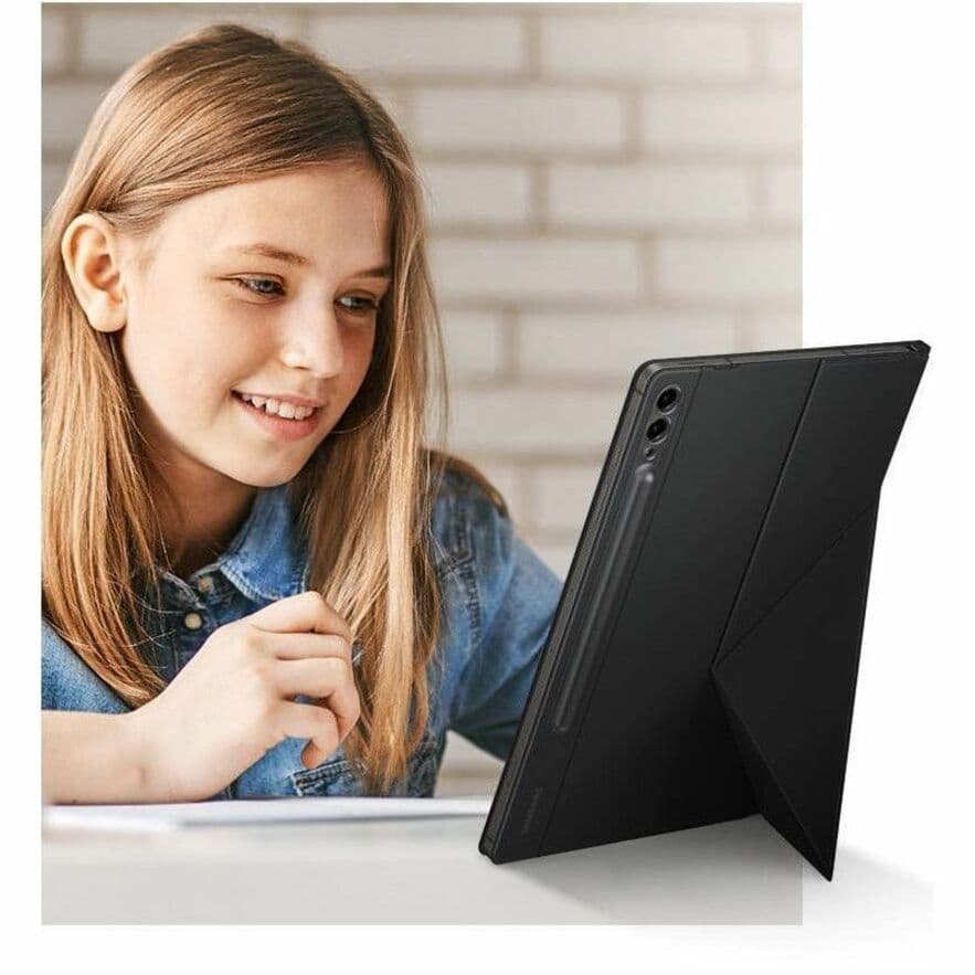 Samsung Tab S10+ S9+ S9 FE+ Smart Book Cover in black folded into stand position