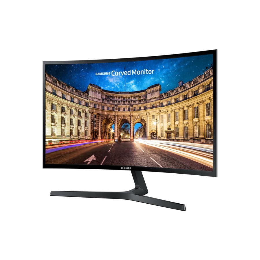 Samsung 27-inch curved Full HD monitor with slim black desktop design