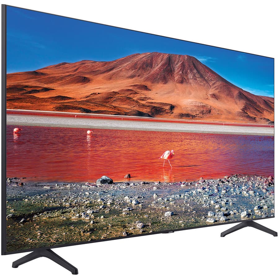 Samsung 75-inch TU7000 4K UHD smart TV with flat black bezel and large-screen display